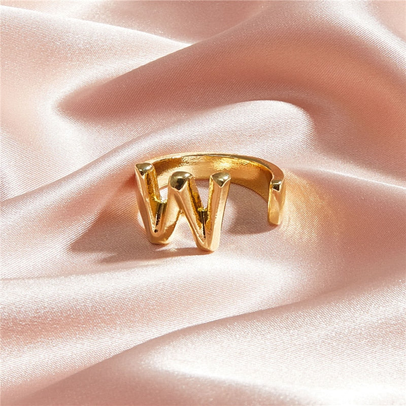 Classic 18K Gold Plated  Chunky Initial Rings