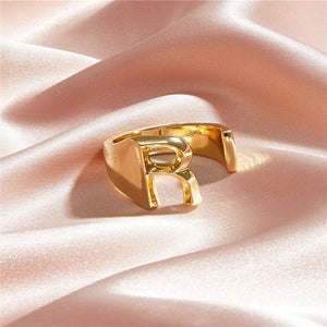 Classic 18K Gold Plated  Chunky Initial Rings