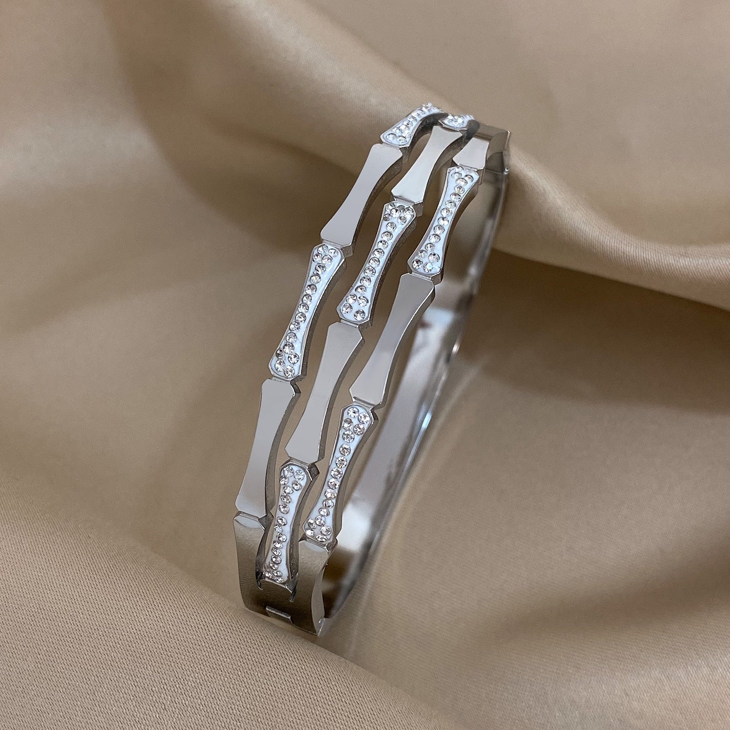 Inlaid Crystal Stainless Steel Bracelets