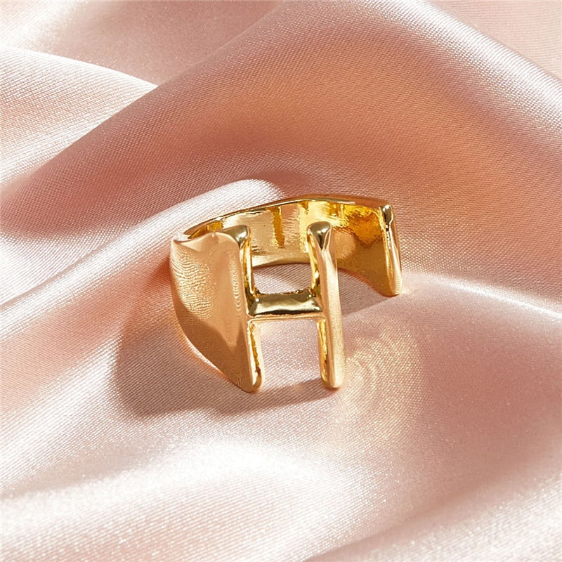 Classic 18K Gold Plated  Chunky Initial Rings