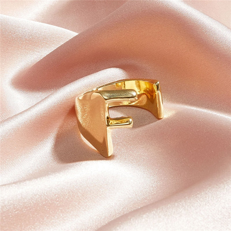 Classic 18K Gold Plated  Chunky Initial Rings