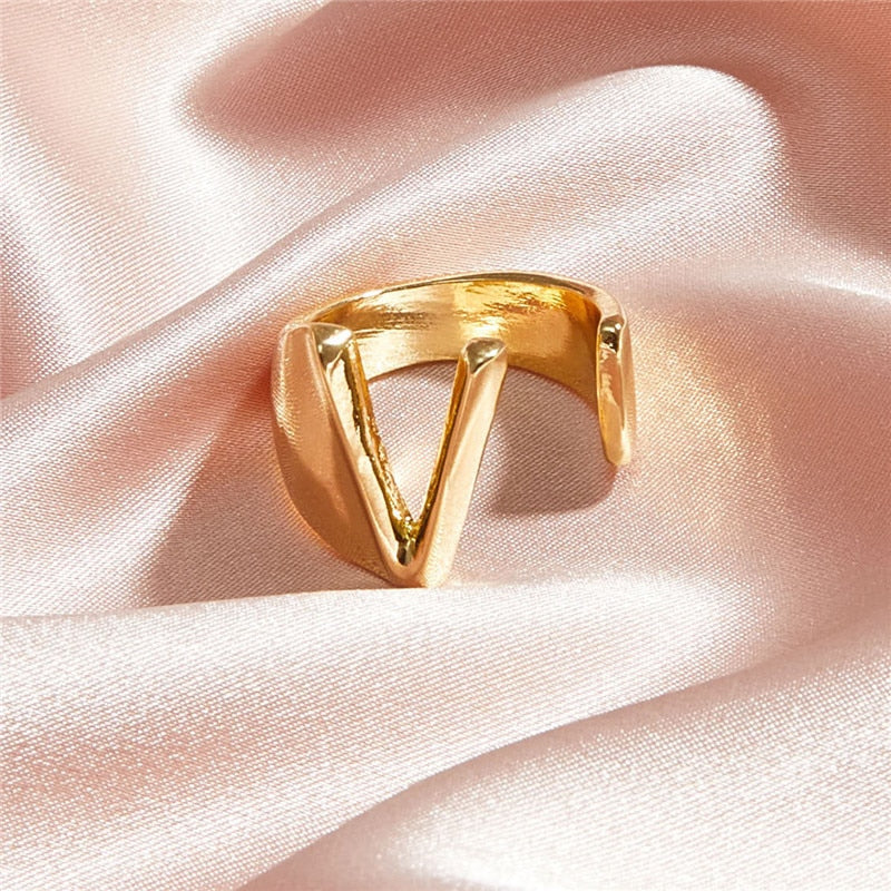 Classic 18K Gold Plated  Chunky Initial Rings