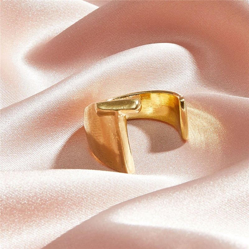 Classic 18K Gold Plated  Chunky Initial Rings