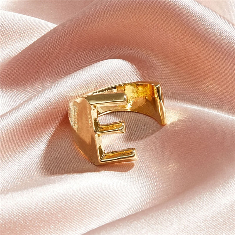 Classic 18K Gold Plated  Chunky Initial Rings