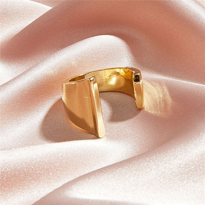 Classic 18K Gold Plated  Chunky Initial Rings