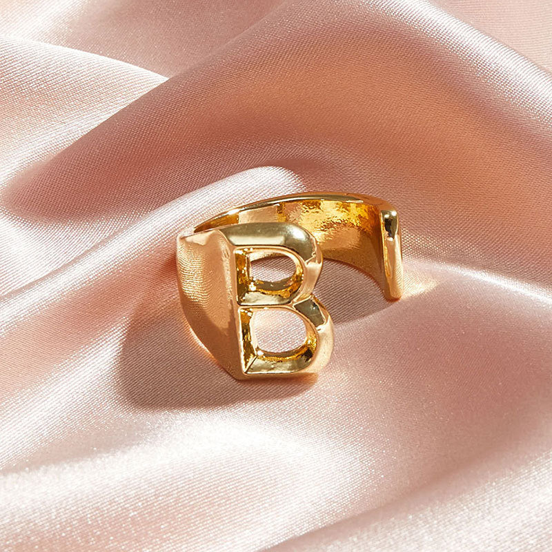 Classic 18K Gold Plated  Chunky Initial Rings