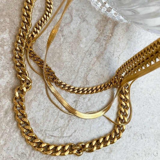 18K Gold IP Plated Layered Necklace