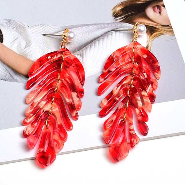 Leaf Shaped Drop Earrings