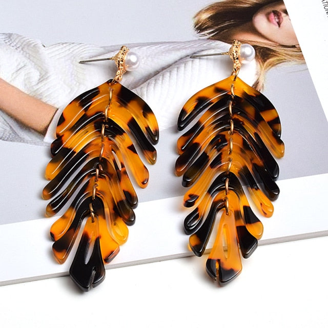 Leaf Shaped Drop Earrings