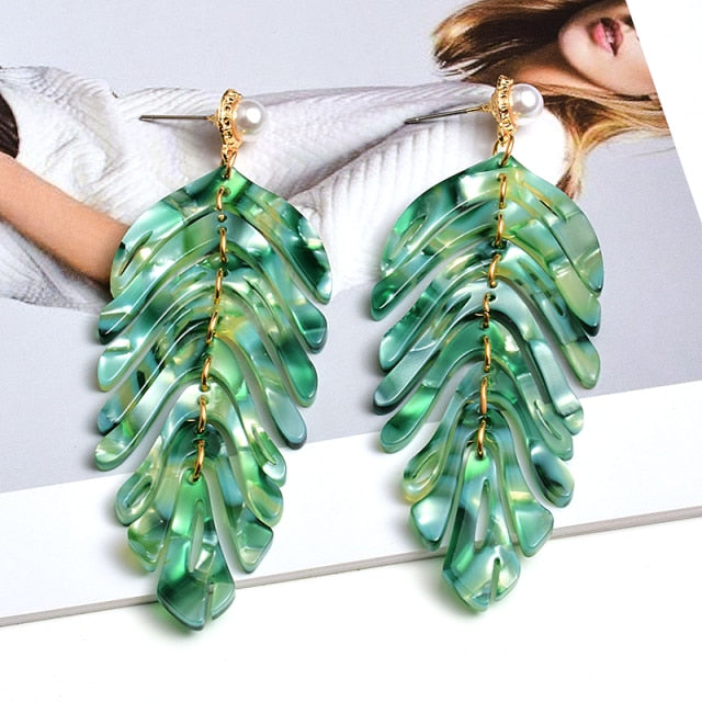 Leaf Shaped Drop Earrings