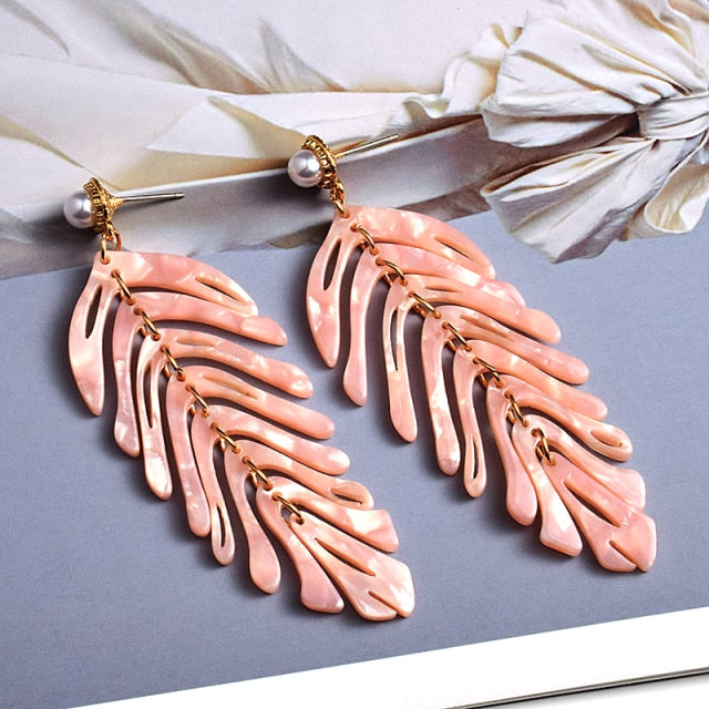 Leaf Shaped Drop Earrings