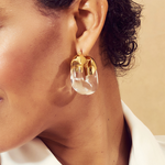 Load image into Gallery viewer, Transparent Resin U-shaped Metal Earrings
