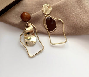 Irregular Stone Drop Earrings